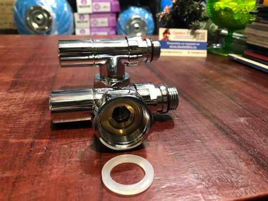 Кран для полотенцесушителя угловой 3/4х1/2" г/ш круглый Tim, 2 шт