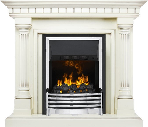 Каминокомплект Dallas - Слоновая кость с патиной с очагом Flagstaff