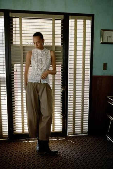 ZARA ТОП ИЗ КРУЖЕВА ГИПЮР С НАВЕСНЫМИ ПЕТЛЯМИ, БЕЛЫЙ