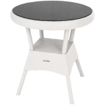 Стол круглый со стеклом RATTAN Ola Dom белый 700х720мм