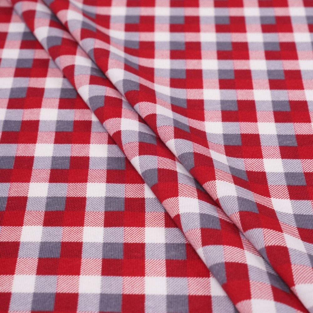 Кулирная гладь с рисунком, 100% хлопок, 180 гр/м2, серый/красный (20730)