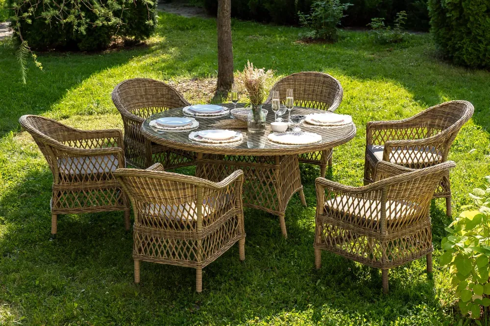 "Эспрессо–150 S" обеденная группа плетеная, цвет соломенный