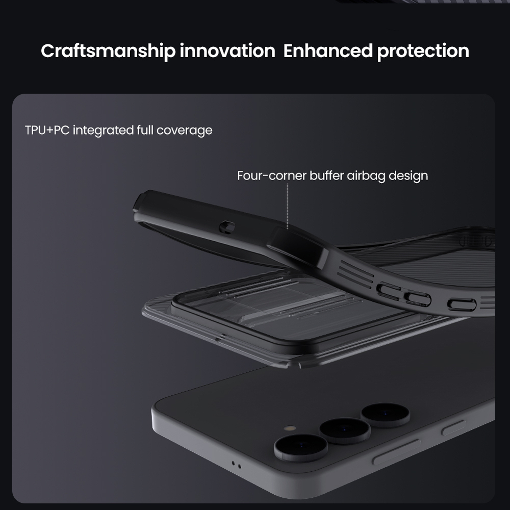 Чехол прозрачный тонированный от Nillkin для Samsung Galaxy S25 FE, серия CamShield Pro Case (сдвижная шторка для камеры)