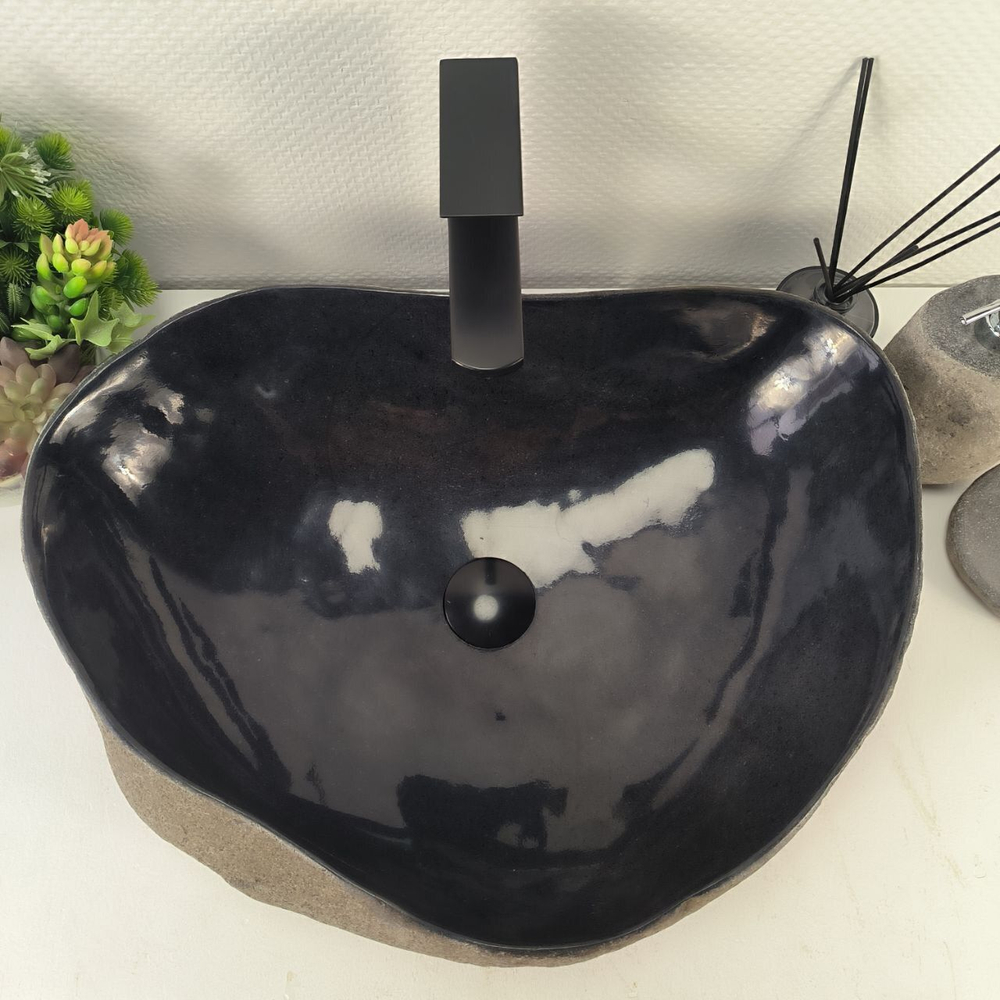 Каменная раковина из речного камня RS-05180 (55*41*15) 0862 из натурального камня