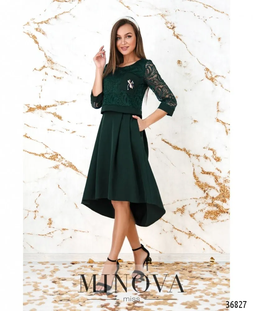 Платье 8619-темно-зеленый Minova