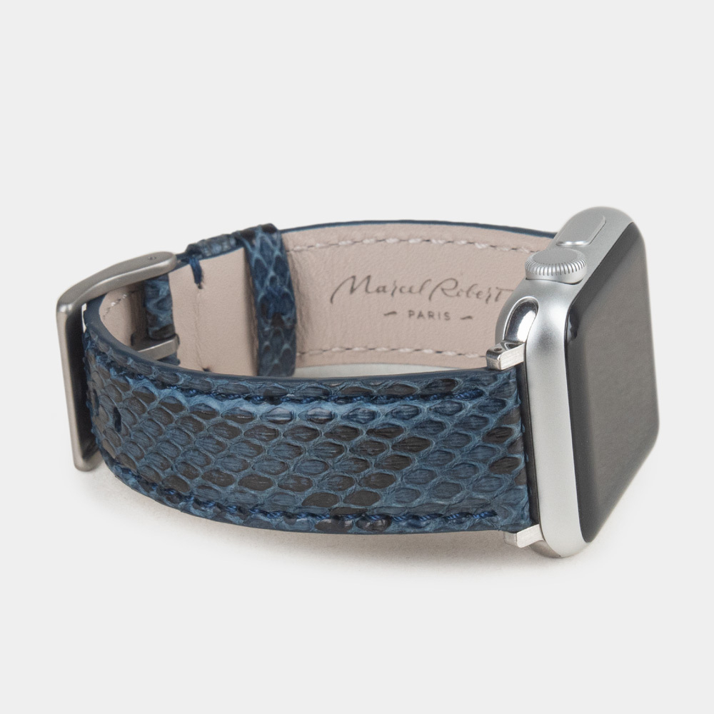 Ремешок для Apple Watch 40/41/42 mm из кожи питона, синего цвета