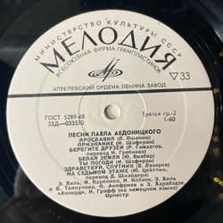 Винтажная виниловая пластинка Павел Аедоницкий, Песни Павла Аедоницкого (СССР 1973)