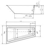 Ванна асимметричная CREA 160x100 правая белый