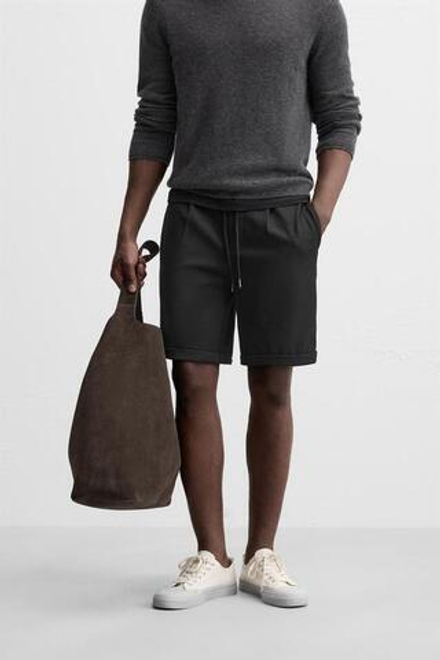 ZARA КОМФОРТНЫЕ ШОРТЫ-БЕРМУДЫ, ЧЕРНЫЙ