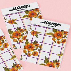 Ткань оксфорд 600 цветы на клетке