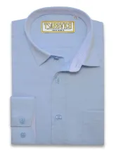 Нежно-голубая сорочка с декоративными вставками