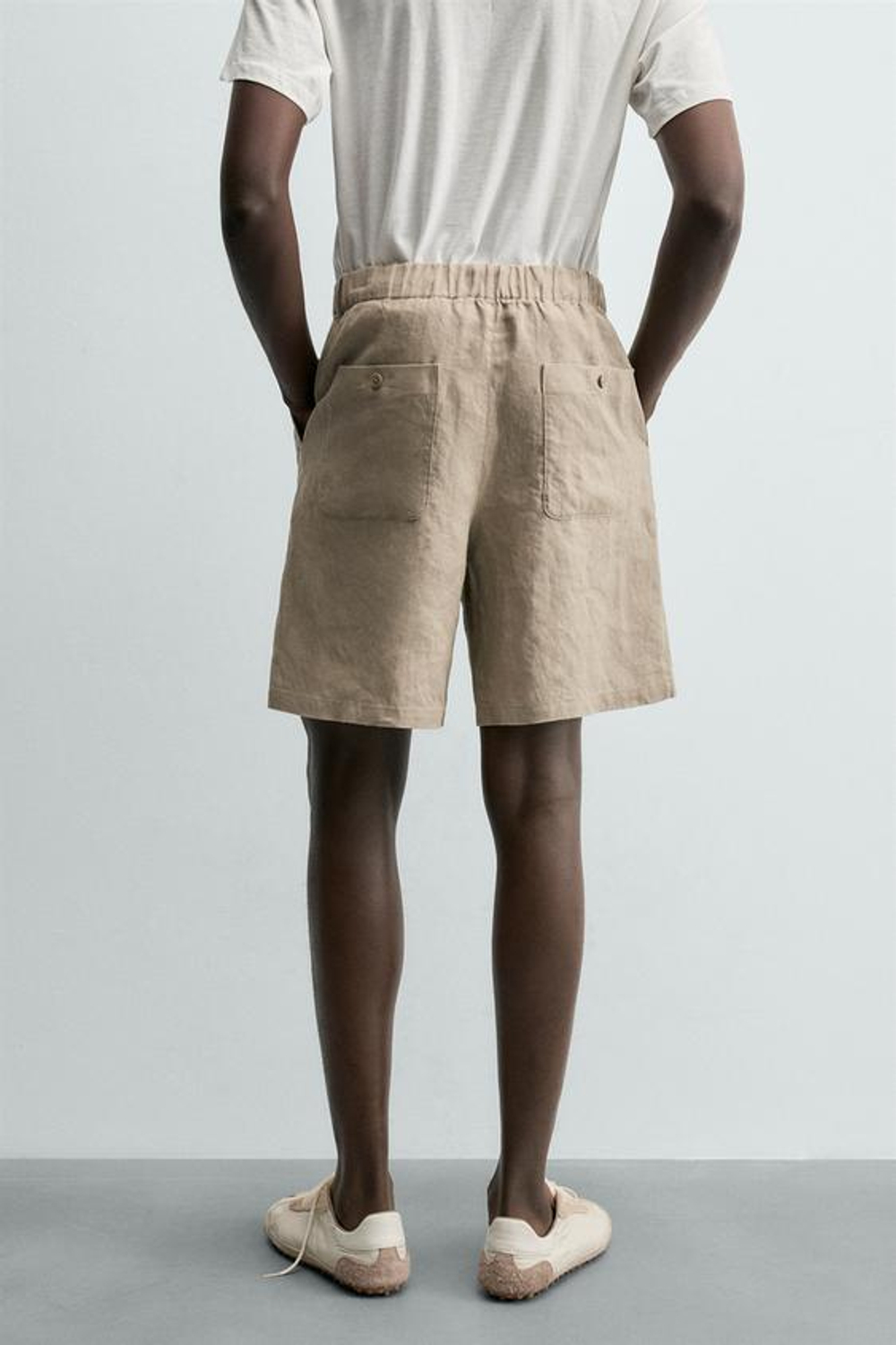 ZARA ШОРТЫ RELAXED FIT ИЗ 100% ЛЬНА, СЕРО-КОРИЧНЕВЫЙ