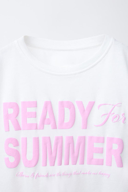 ZARA ФУТБОЛКА С НАДПИСЬЮ, БЕЛЫЙ