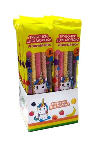 Трубочки для молока Sweet Food Единорожки ягодный микс
