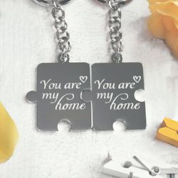 Парные брелки пазлы с гравировкой на заказ