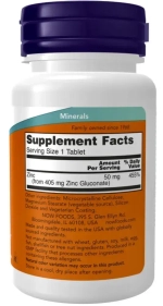НАО Глюконат цинка 50 мг // NOW Zinc 50 mg, 100 таблеток