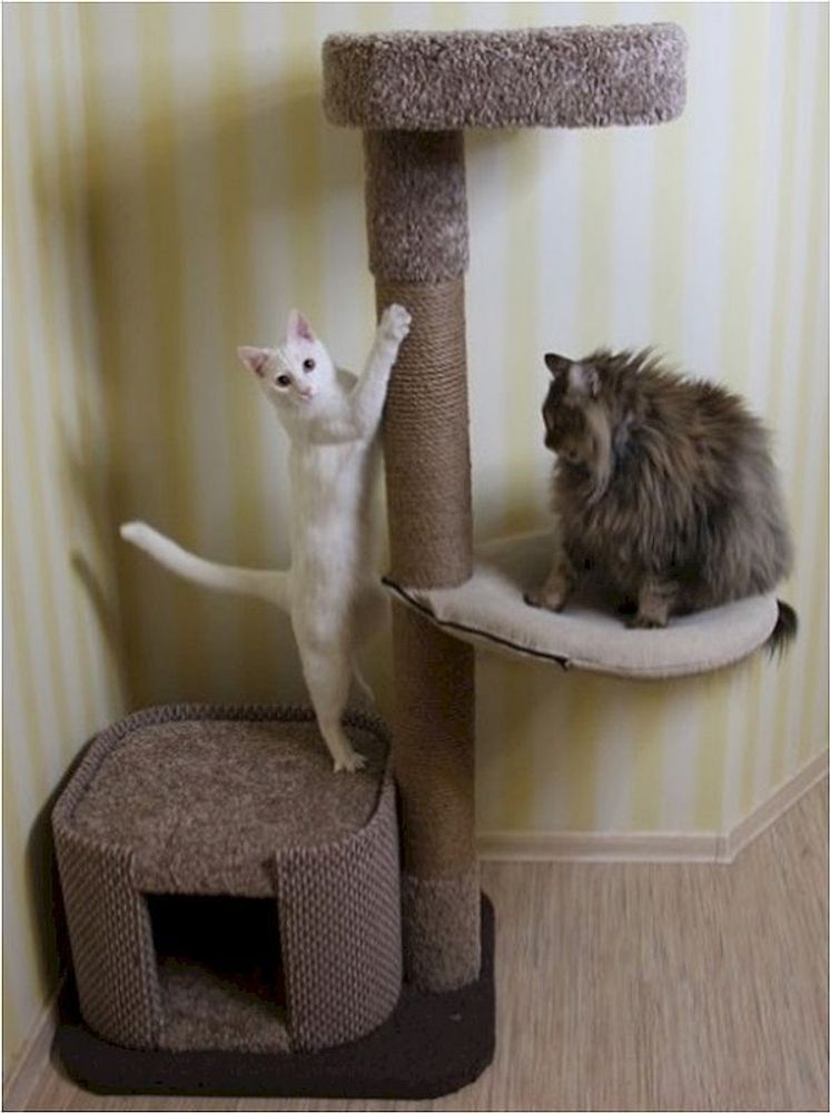 Когтеточка-Домик &quot;Castel Cats 2&quot;, с гамаком, высота 135, основание 50*60, 2 когтеточки (ЕТК ЗОО)