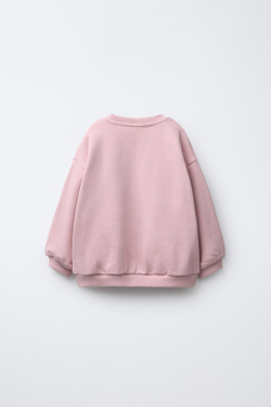 ZARA ТОЛСТОВКА С КАРМАНОМ В ФОРМЕ СЕРДЦА, РОЗОВЫЙ