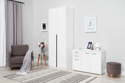 Шкаф распашной с наполнением (3 полки + штанга) ШК 5 (800), Белый