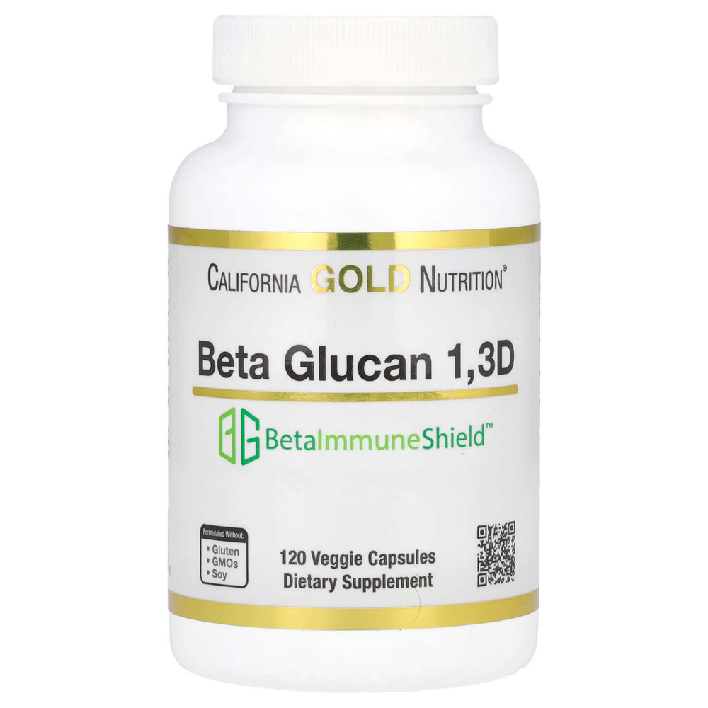California Gold Nutrition, бета-глюкан из водорослей 1,3D, 120 вегетарианских капсул (125 мг в каждой капсуле)