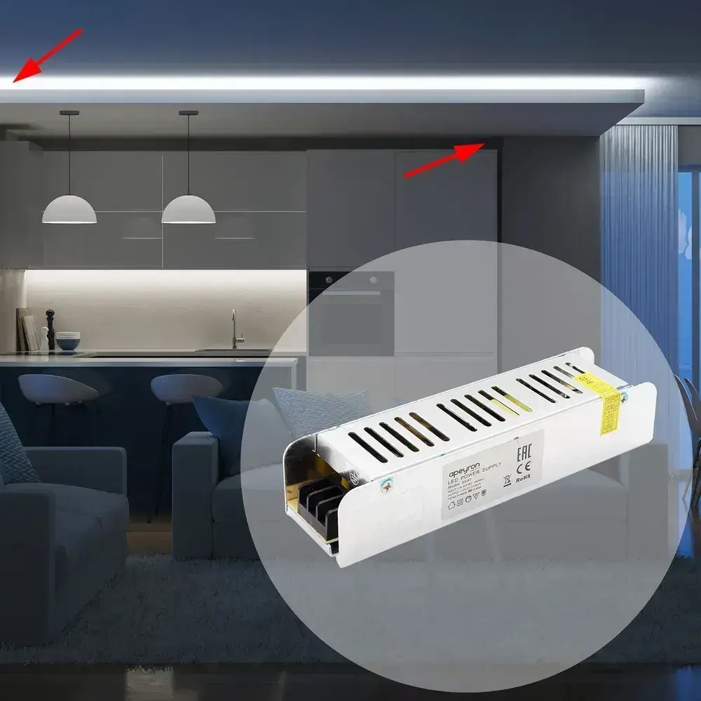 Блок питания для светодиодной ленты Apeyron 03-47 12В, 60 Вт, IP20, 5 А, металл