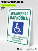 Табличка для парковки "Инвалидная парковка", для дома, офиса, организаций, 40х30 см, Silver Plane x Айдентика Технолоджи