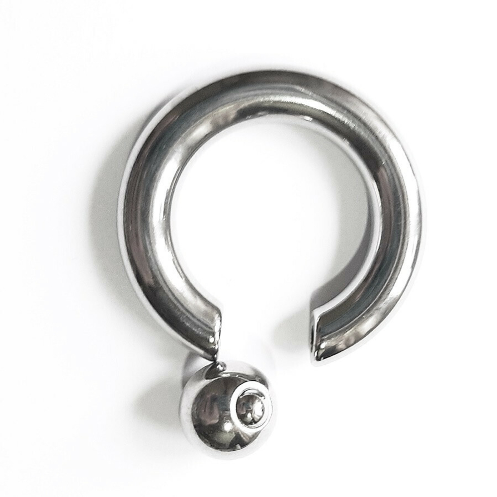 Кольцо сегментное (утяжелитель 1 шт.) для пирсинга, диаметр 20мм, толщина 6мм, шарик 10мм.  Медицинская сталь.