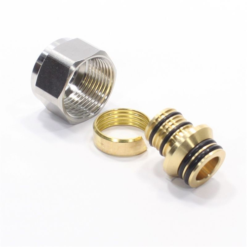 Резьбозажимное 20 x 2.8-3/4", WAAG, обжим-резьба, вн., латунь (никель) евроконус