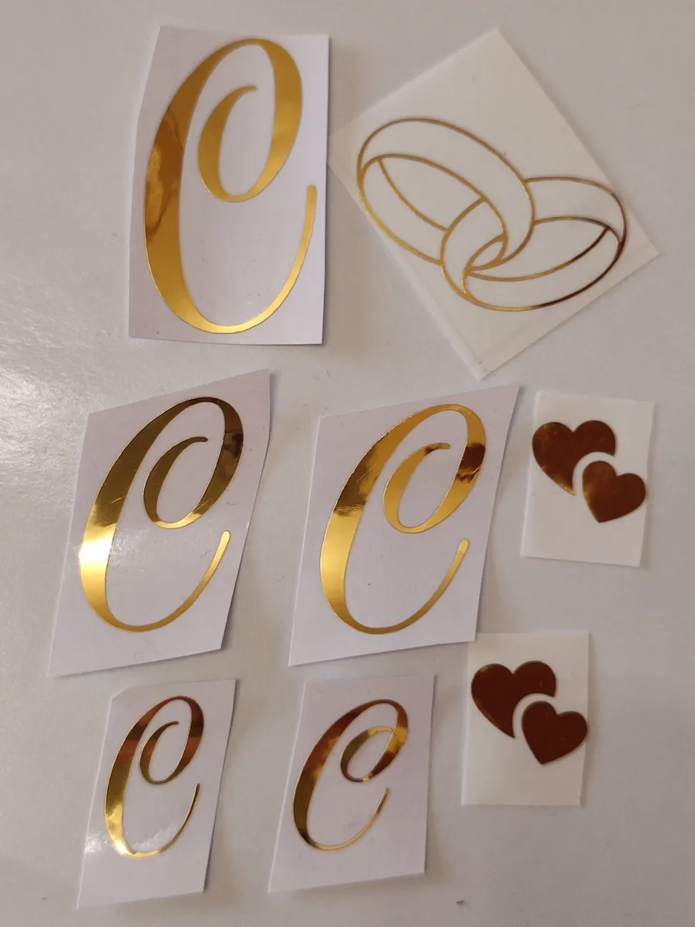 Наклейки свадебные зеркальное золото инициалы " С "