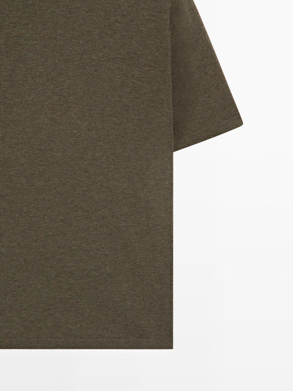 Massimo Dutti Хлопковая футболка с коротким рукавом, зеленый