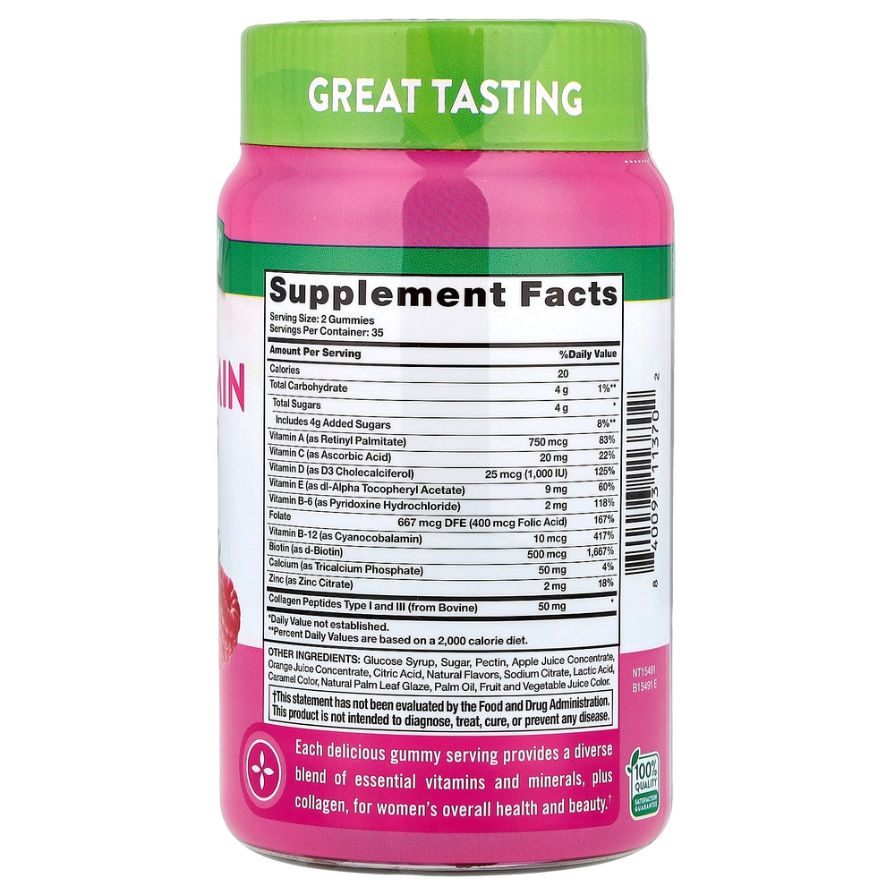 Nature's Truth, Мультивитамины для женщин с коллагеном, ягодное ассорти, 70 жевательных таблеток