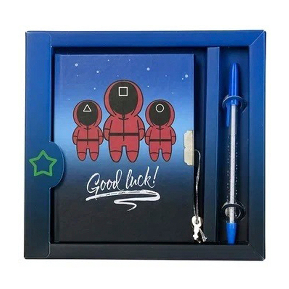 Блокнот детский Basir на замке, с ручкой, формат А6, серия "Кальмар", переплет 7БЦ, 14.7*11 см, 48 листов, ассорти