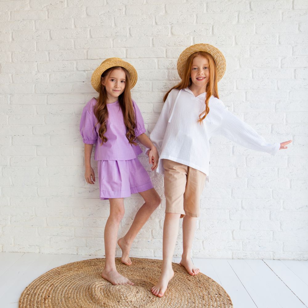 Шорты бермуды хлопковые "Беж" 7+