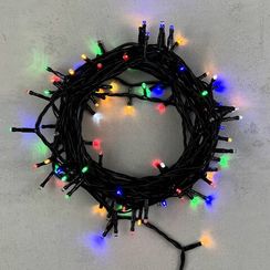 Светодиодная нить 100 разноцветных LED ламп с мерцанием, 10 м., 24В., черный провод ПВХ, LTC (PST100BLW-11-1M)