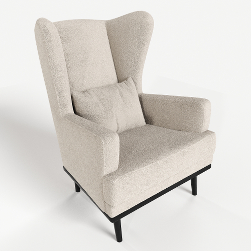 Мягкое кресло с ушами Фантазёр L-1 (Светло-бежевый), искусственный мех, на высоких ножках, для отдыха и чтения книг. В гостиную, балкон, спальню и переговорную комнату.