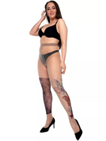 Колготки +size с разными принтами на ножках (Размер: XL-XXL-XXXL) (Цвет: бежевый)