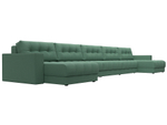Диван П-образный с декором Лига-049 НПБ Мегалонг, Амур 11 ВЕЛЮР зеленый