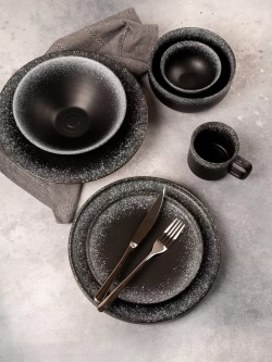 Набор посуды 6 тарелок 11,5 см пиалы глубокие черные матовые