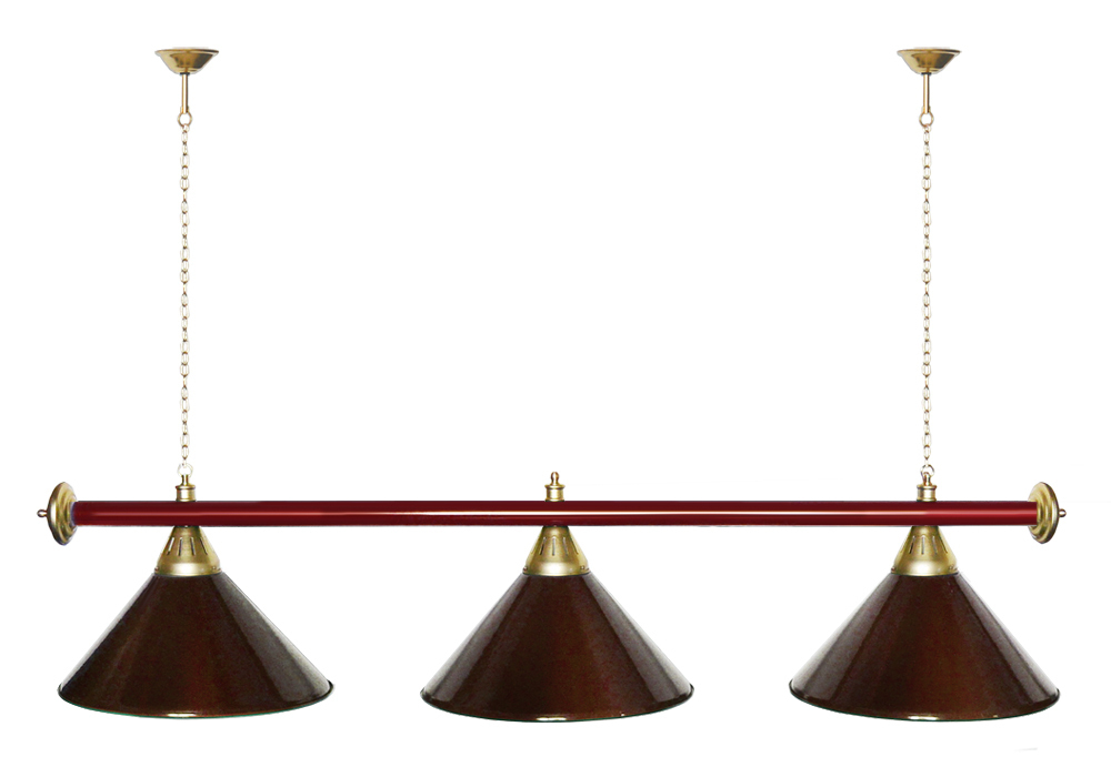 Лампа STARTBILLIARDS 3 пл. (плафоны зеленые,штанга золотая,фурнитура золото)