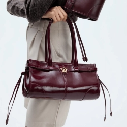 MANC КОЖАНАЯ СУМКА "BABY JANE", ЦВЕТ БУРГУНДСКОГО ВИНА