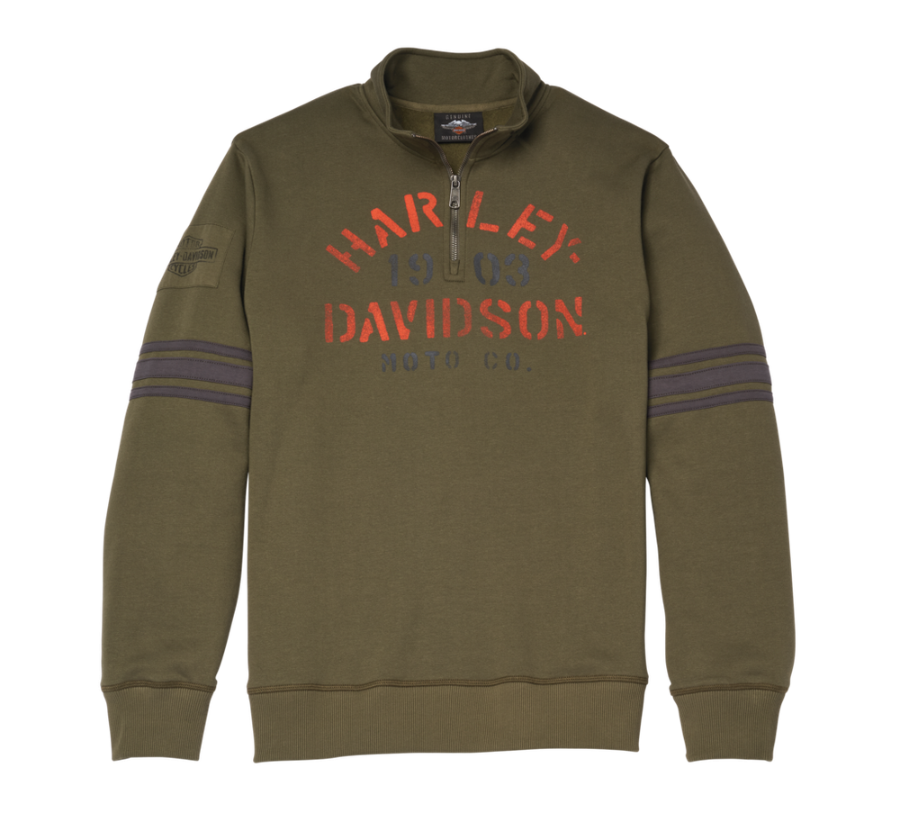 Мужской пуловер Harley-Davidson® с трафаретной графикой и молнией
