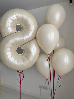 Воздушные шары нежные песочные на атласных лентах №2664