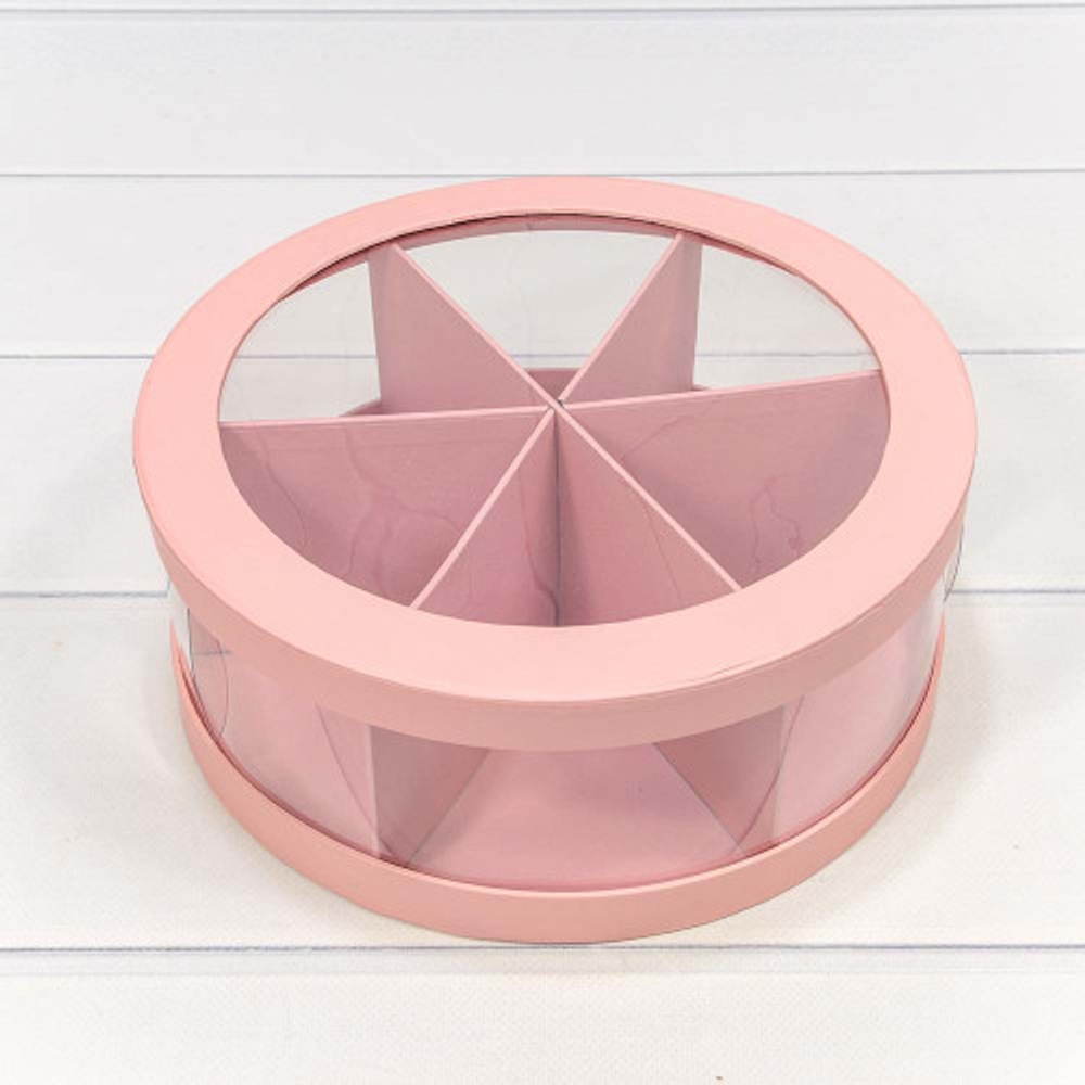 Коробка сборная 25х10 см с окошком (Розовый)