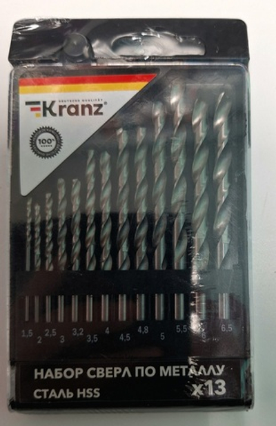 276_ НАБ. СВЕРЛ П/МЕТ. 1,5-6,5ММ 13ШТ KRANZ ш/к 4601004176065, арт. KR-91-0631