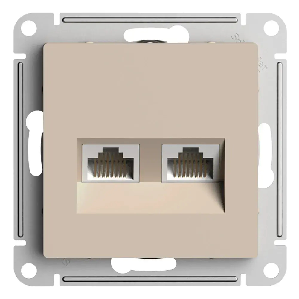 ATLASDESIGN РОЗЕТКА двойная компьютерная RJ45+RJ45 кат. 5e, механизм, ПЕСОЧНЫЙ