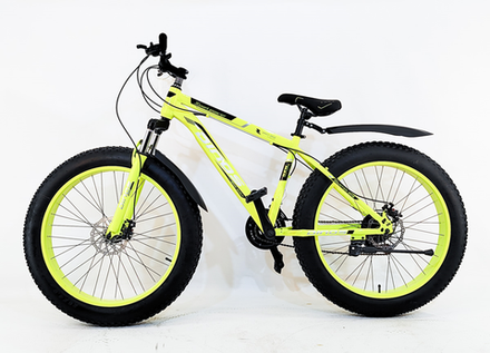Велосипед Fatbike Dinos 26" 21скор (стальная рама, диск. тормоз) Желтый (DIN-31-4)