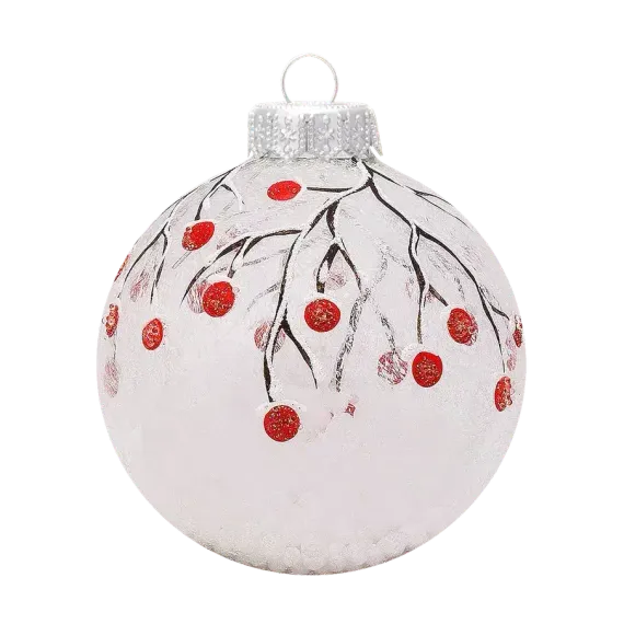 Стеклянный шар Зимняя рябина 85 мм., в подарочной упаковке, Коломеев (КУ-85-204104)