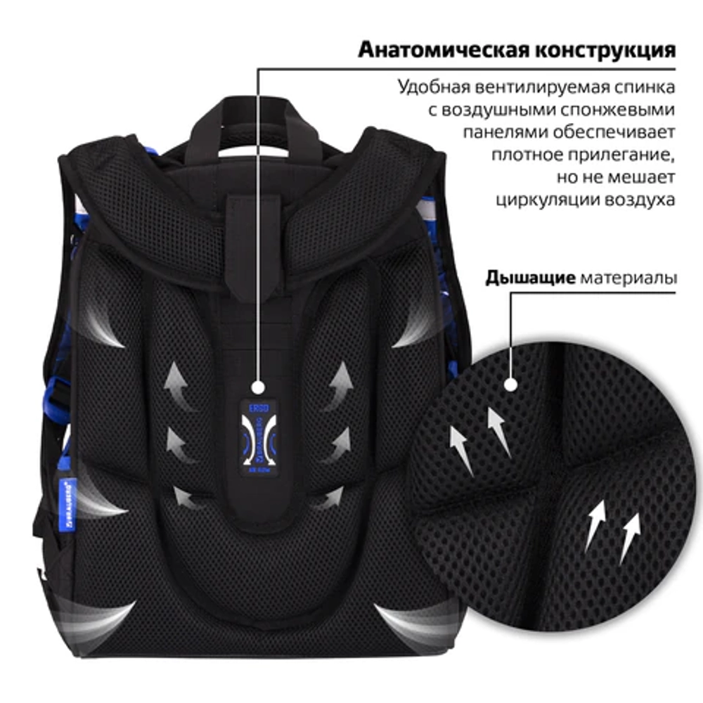 Ранец BRAUBERG PREMIUM, 2 отделения, с брелоком, "Score goal", 3D-панель, 38х29х16 см, 273102