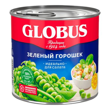Горошек зеленый Globus 400 гр