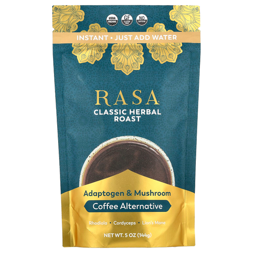 Rasa, Кофе с адаптогеном и грибами, растворимый, классическая травяная обжарка, 144 г (5 унций)